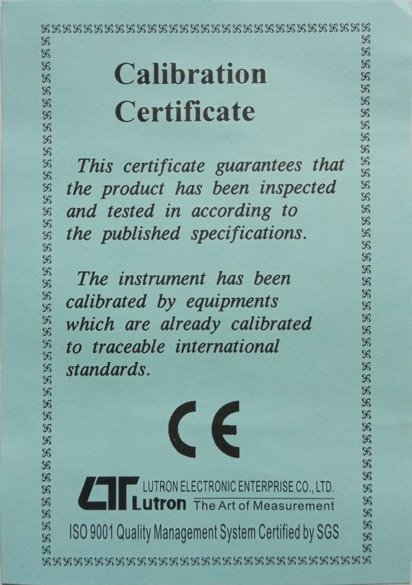 Digital Lux Meter Calibration Certificate